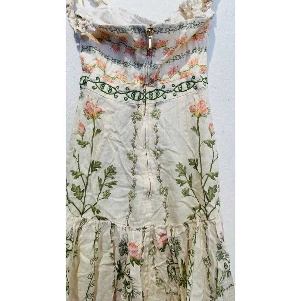AGUA BY AGUA BENDITA Alma Nispero Oasis Floral Cream Pink Garden Midi Dress sz S - Picture 10 of 14